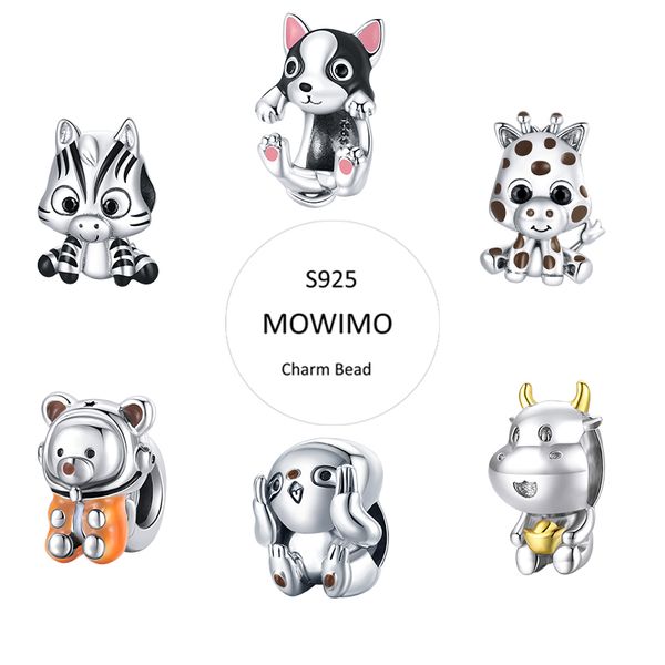 

mowimo 925 sterling silver hamster animal charms fit original silver bracelet pendant necklace beads for jewelry making bkc1133 q0531, Black