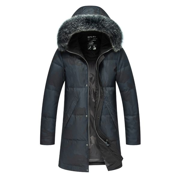 

men's hooded et, thick coat, warm white duck feather, large 90, fashion, winter, Black