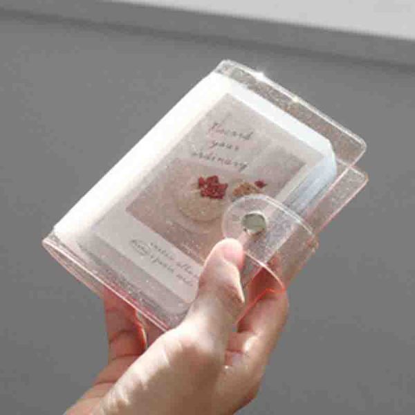 

wholesale jelly color p album for mini card p sticker mini p album ps instax album transparent glitter card holder wallet, Red;black