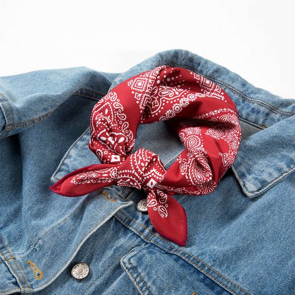 

designer women cashew hip hop small square scarf headband decoration, Blue;black