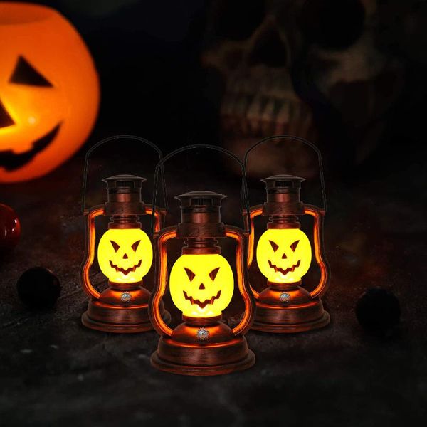 

portable lanterns halloween lantern pumpkin skull led battery powered camping candle light for holiday home party decoration