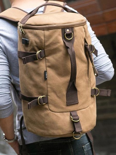 

backpack creative travel shoulder bag multifunctional charging port duffle duffel handbag men canvas bucket