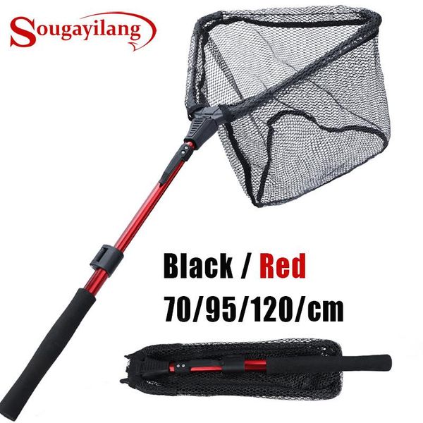 

sougayilang fishing net 70/95/120cm retractable aluminum alloy fishing net telescoping foldable landing for