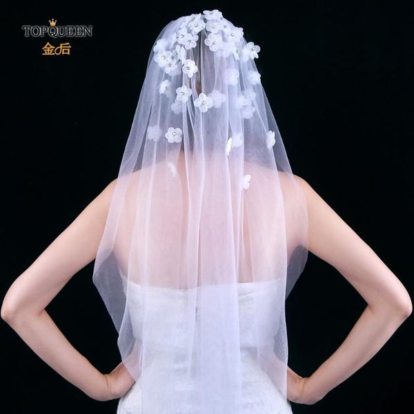 

bridal veils ueen v46 wedding accessories short simple veil white ivory two layer flower with comb, Black