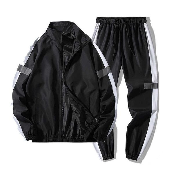 

reflective tracksuit men 2 pieces set men's set sportswear spring autu278x, Gray