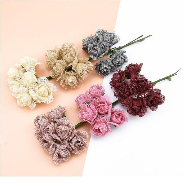 

6pcs decorative flowers wreaths diy gifts box christmas decor for home wedding bridal accessories silk roses artificial jlldmn