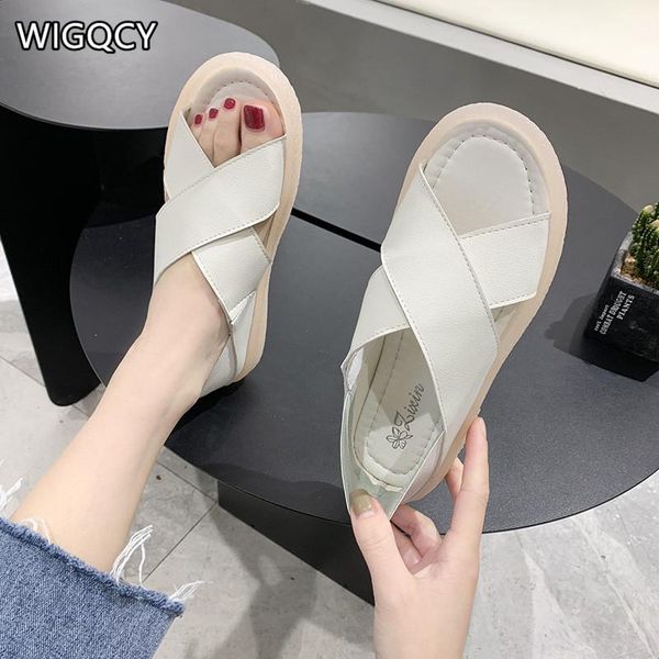 

sandals 2021 summer fashion comfortable ladies solid color open toe set feet round casual mature flat, Black