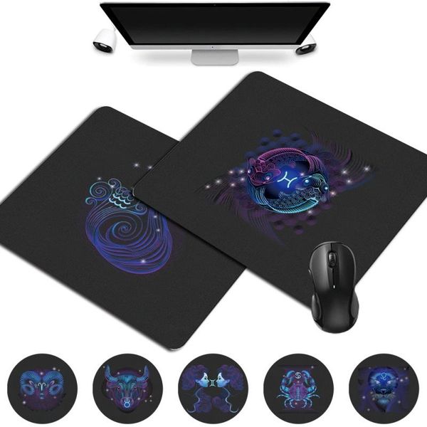 

mouse pads & wrist rests smooth gaming pad pu leather computer mat portable small 25x21cm office desk accessories zodiac pattern series