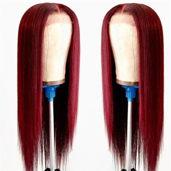 

lace wigs 28 30 inch transparent colored 99j 13x6x1 part human hair wig straight remy peruvian 150% density for women, Black;brown