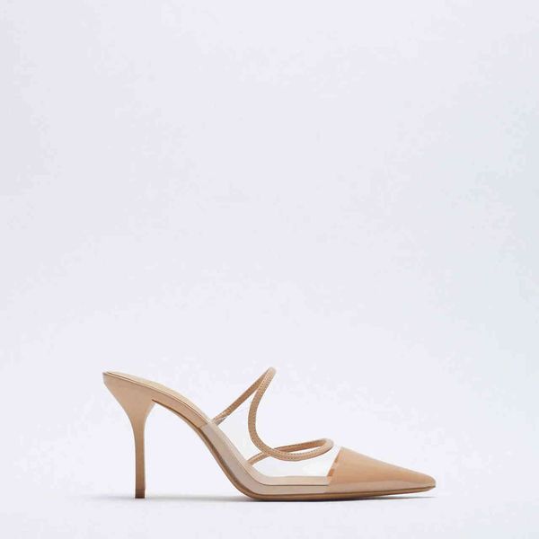 

dress shoes women's spring nude color pvc transparent pointed toe temperament patent leather stitching shallow mouth stiletto sand, Black