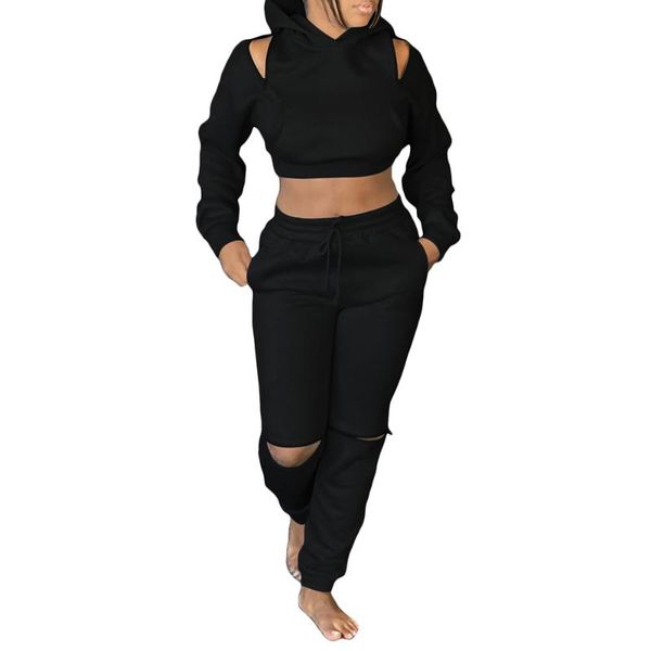 

women's two piece pants hooded crop +casual suit women clothing set 2 tracksuits fashion zipper hollow out female clothes d30, White