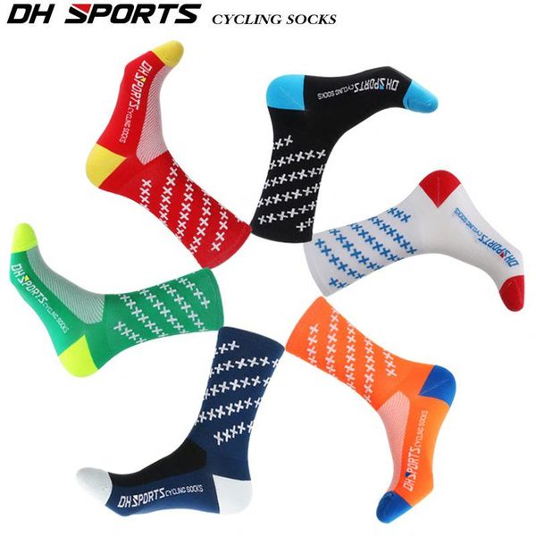 

fashion men bike socks middle tube sports running wear-resistant breathable outdoor hiking women qtw027, Black