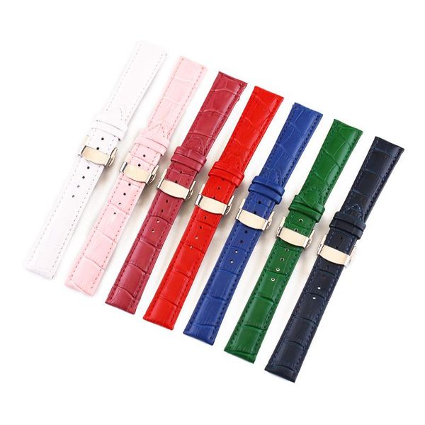 

watch bands genuine leather band 16 18 19 20 21 22 24 mm watche strap belt watchband sliver folding clasp / buckle + tool, Black;brown