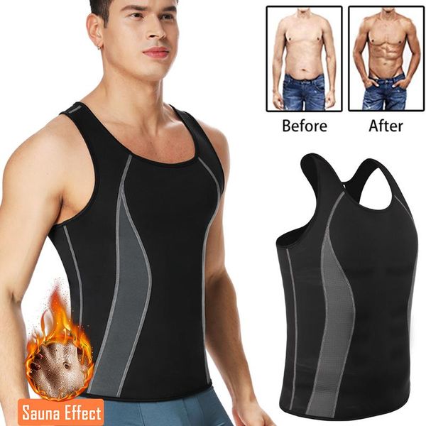 

men's body shapers men neoprene shaper promote sweat waist trainer tummy slimming shapewear male modeling belt losing weight vest, Black;brown