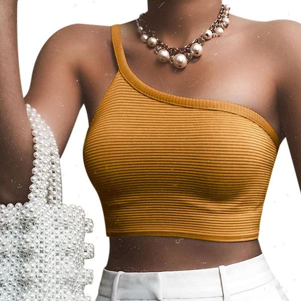 

a women crop slim one shoulder tank vest new solid color womens bodycon solid short t shirt tank, White