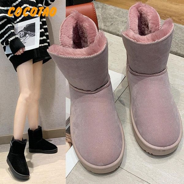 

snow boots female short tube 2019 new korean version of the wild short womens warm cotton shoes winter non slip bread boots football b 69gr#, Black