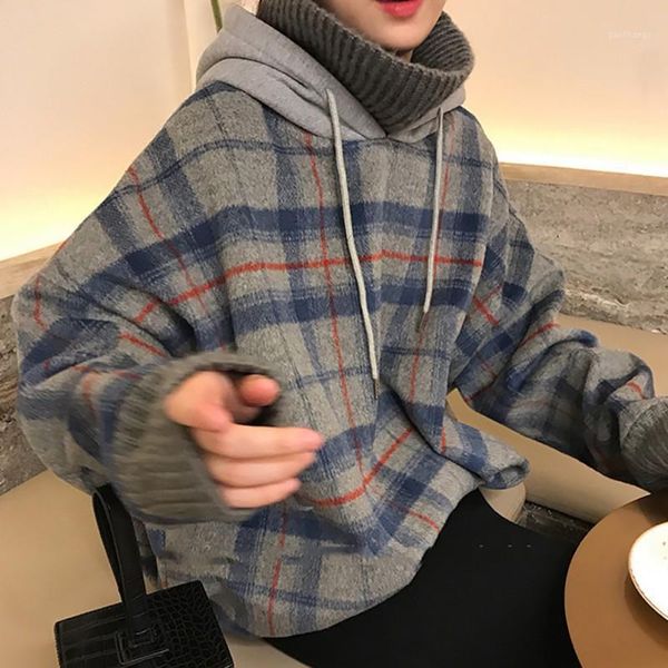 

women's hoodies & sweatshirts winter women's warm fake two pieces long sleeve turtleneck pullover knitted female1, Black