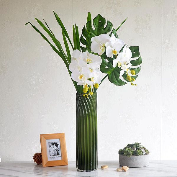 

decorative flowers & wreaths 3d 8-heads/branch latex coating butterfly orchid flower real touch orchidee phalaenopsis moth