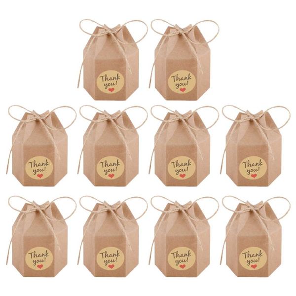 

50 sets gift box kraft paper gift container hexagon box storage