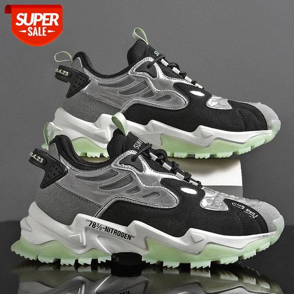 

new men's chunky sneakers comfy casual shoes trendy wear-resistant sports shoes male lace-up patchwork footwears #z33l