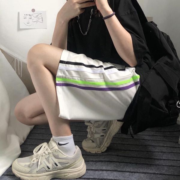 

women's shorts 2021 summer straight wide leg female high waist white black casual harajuku pocket for men and women