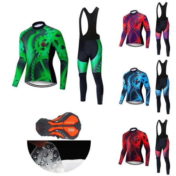 

racing sets 2021 lycra sun-proof men's cycling jersey set pro road bike clothing bib kit male bicycle clothes team uniform long sleeve, Black;blue