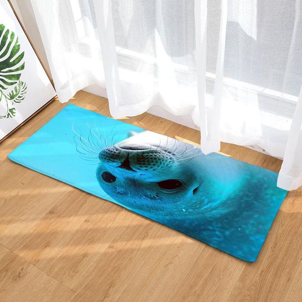 

carpets 3d printed animal seals doormat anti-slip water absorption floor mat for bed room carpet kitchen beautiful door