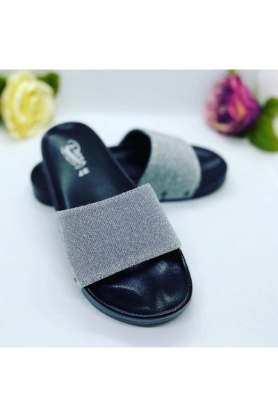 

slippers women's black silver