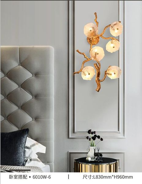 

wall lamp all copper post-modern minimalist living room bedroom bedside personality designer model clothing store mirror fr