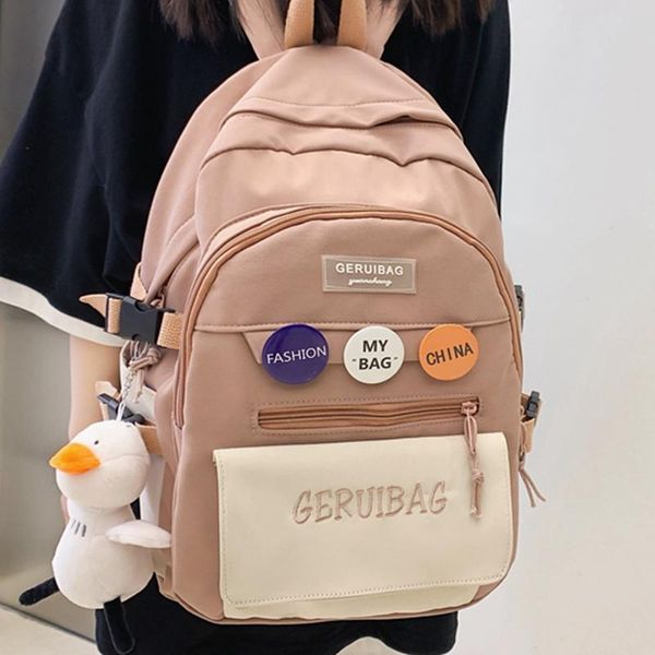 

backpack casual patchwork school for teenage girls fashion shoulder bag large capacity waterproof nylon travel