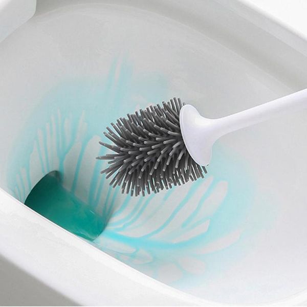 

toilet brushes & holders rubber head long handle brush with holder base household bathroom cleaning wall mounted