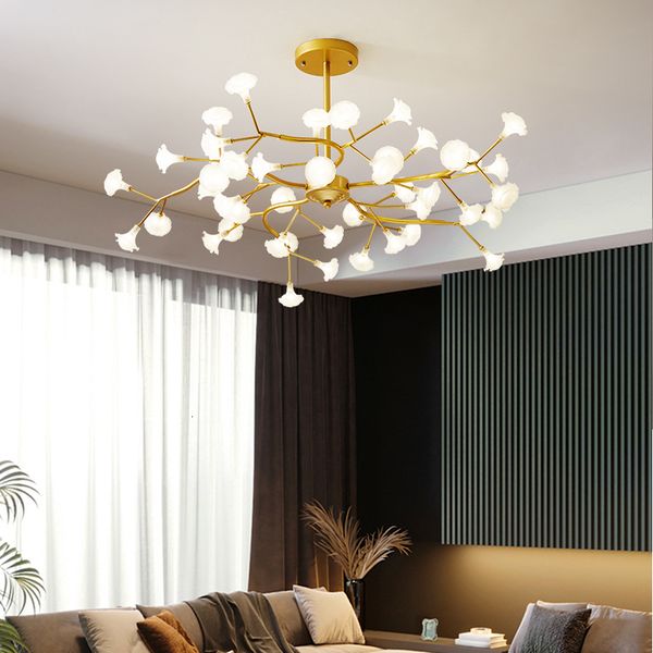 

2021 new gold led light from the chandelier dining modern decoration firefly pinging elegant room tree branch interior tmrk