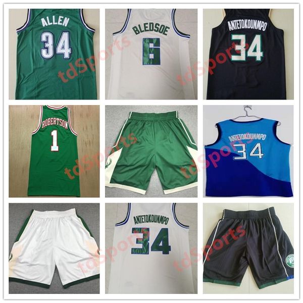 

mens retro giannis ray 34 allen 34 antetokounmpo basketball shirt bledson 1 robertson 100% stitched basketball jersey, Black;red