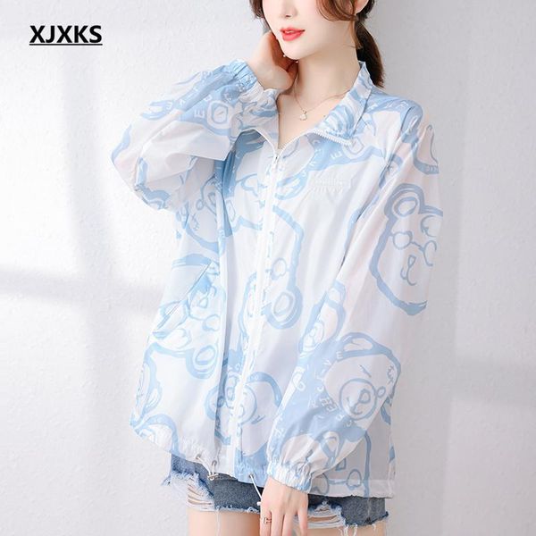 

women's jackets xjxks 2021 summer women sun protection clothing fashion lapel zipper cardigan autumn jacket, Black;brown