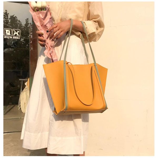 

cross body large capacity women shoulder bag pu leather casual totes crossbody for female color contrast messenger young