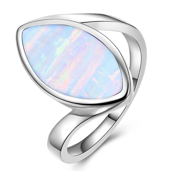 

wedding rings boho female blue white fire opal ring big silver color band jewelry promise engagement for women, Slivery;golden