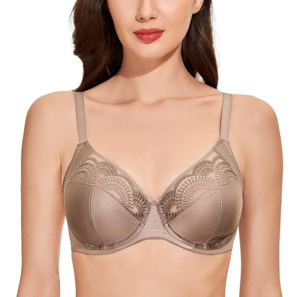 

women's floral lace bra non padded underwire support plus size, Red;black