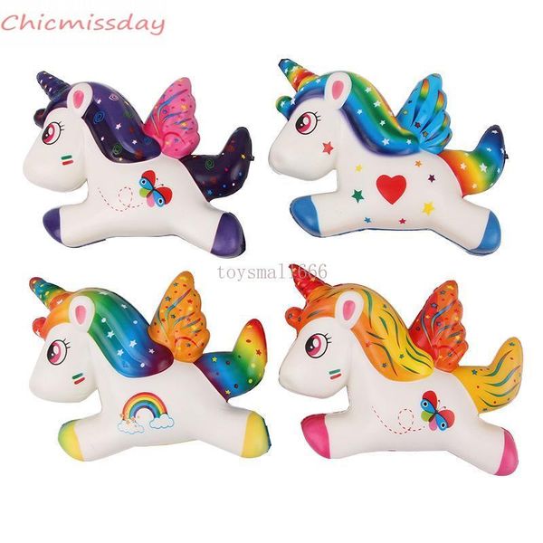 

squishy cartoon unicorn horse slow rising toys squeeze decompression fidget toy soft foam squishies rainbow wings kids gifts house decoratio