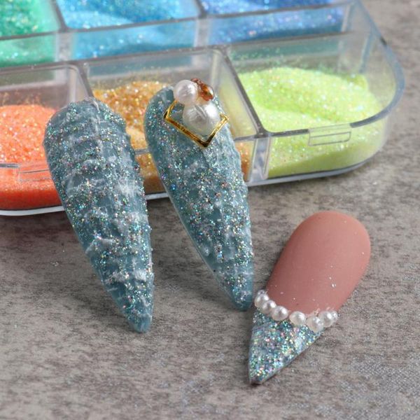 

nail glitter 1 box glitters shining sugar effect art sequins powder for women, Silver;gold