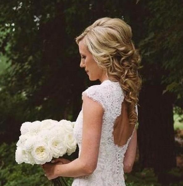 

new vintage 2021 country es v neck cap sleeves lace wedding cowgirls high low backless bridal gowns r7pr, White