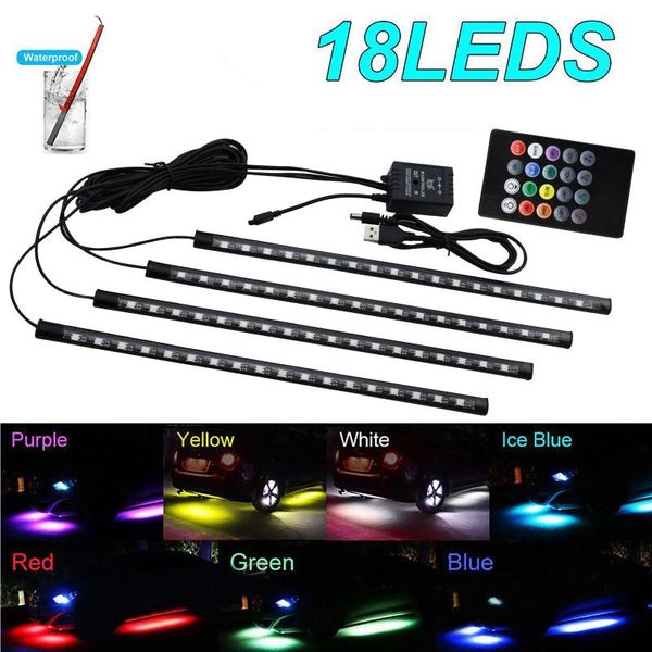 

40# 72 led 4x led usb neon strip light music remote control with 4 music modes easy to install 8 kinds of lighting colors