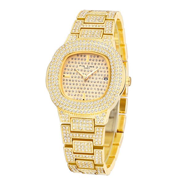 

designer fashion couple half diamond british watch hip hop watch, Silver