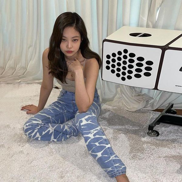 

women's jeans monmoira high waist tie-dye women ins casual streetwear y2k jennie denim trousers female chic cwp0172-5, Blue