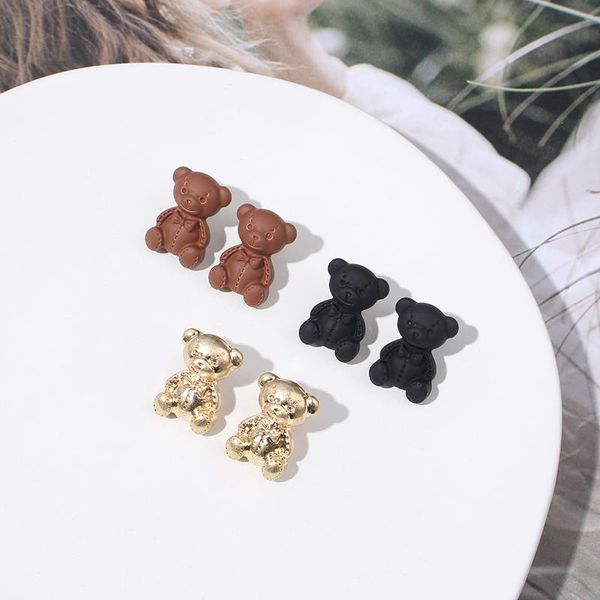 

dangle & chandelier korean version of 2021 sweet earnail cute three-dimensional bear minority web celebrity ins wind, Silver
