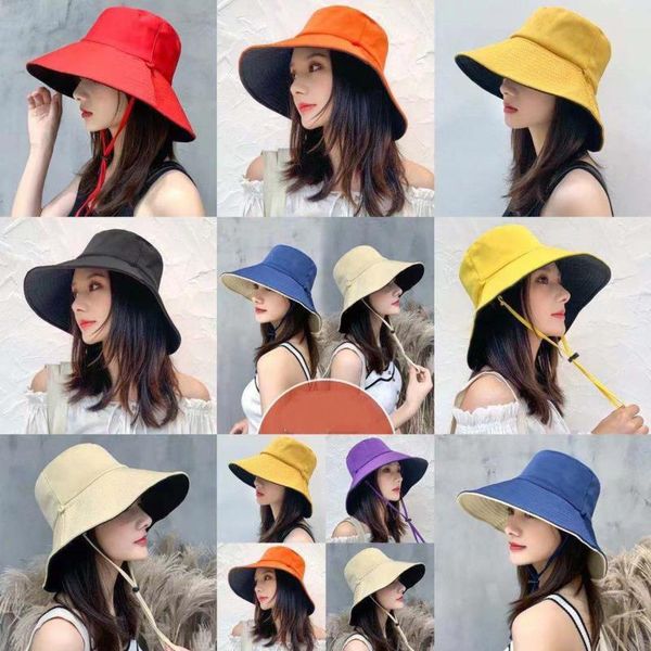 

wide brim hats summer women double side fashion large sun hat outdoor beach fisherman cap uv proof protection bucket, Blue;gray