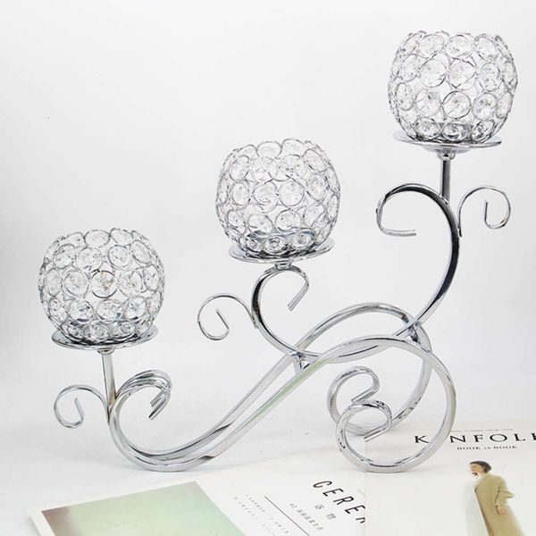 

european style iron art three head gold silver crystal candltick new classic car creative decoration l home decoration