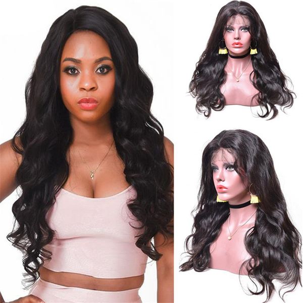 

wholesale human hair wig body wave indian hair virgin lace front wig unprocessed ing, Black;brown