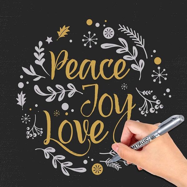 

gold and silver metallic marker pens, metallic permanent markers for cards writing signature lettering metallic paint qylojx