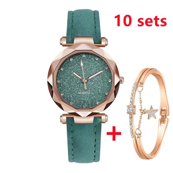

wristwatches wholesale 10 pcs women watches with bracelet gift pretty leather strap quartz movement fashion casual reloj, Slivery;brown