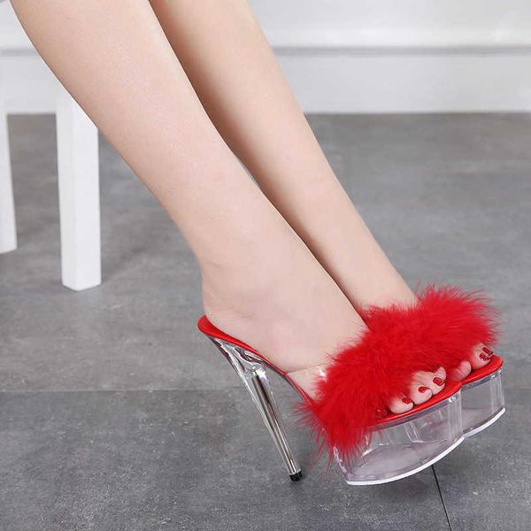 

dress shoes crystal sandals women's 2021 summer high heel waterproof platform fish mouth maomao korean, Black
